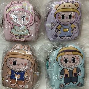 Set of 4 tiny Labubu Cartoon Character Kids Backpack Collection